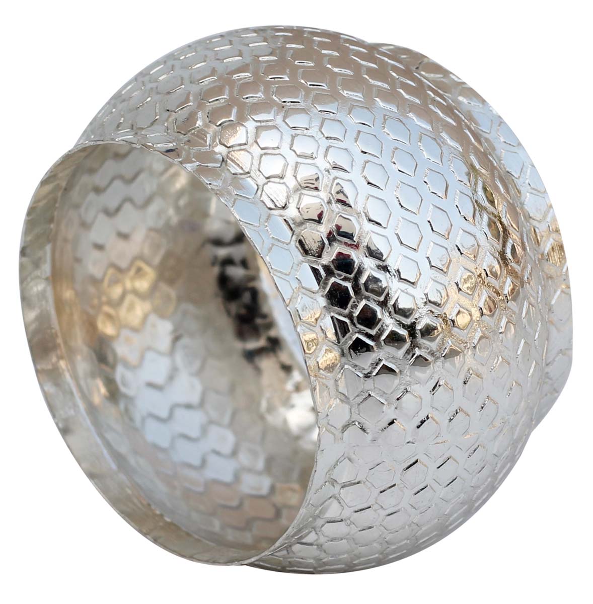 Wholesale Napkin Rings - Metal Napkin Rings - Nickel Plated - Engraved Honeycomb Pattern - Dining Table Accessories